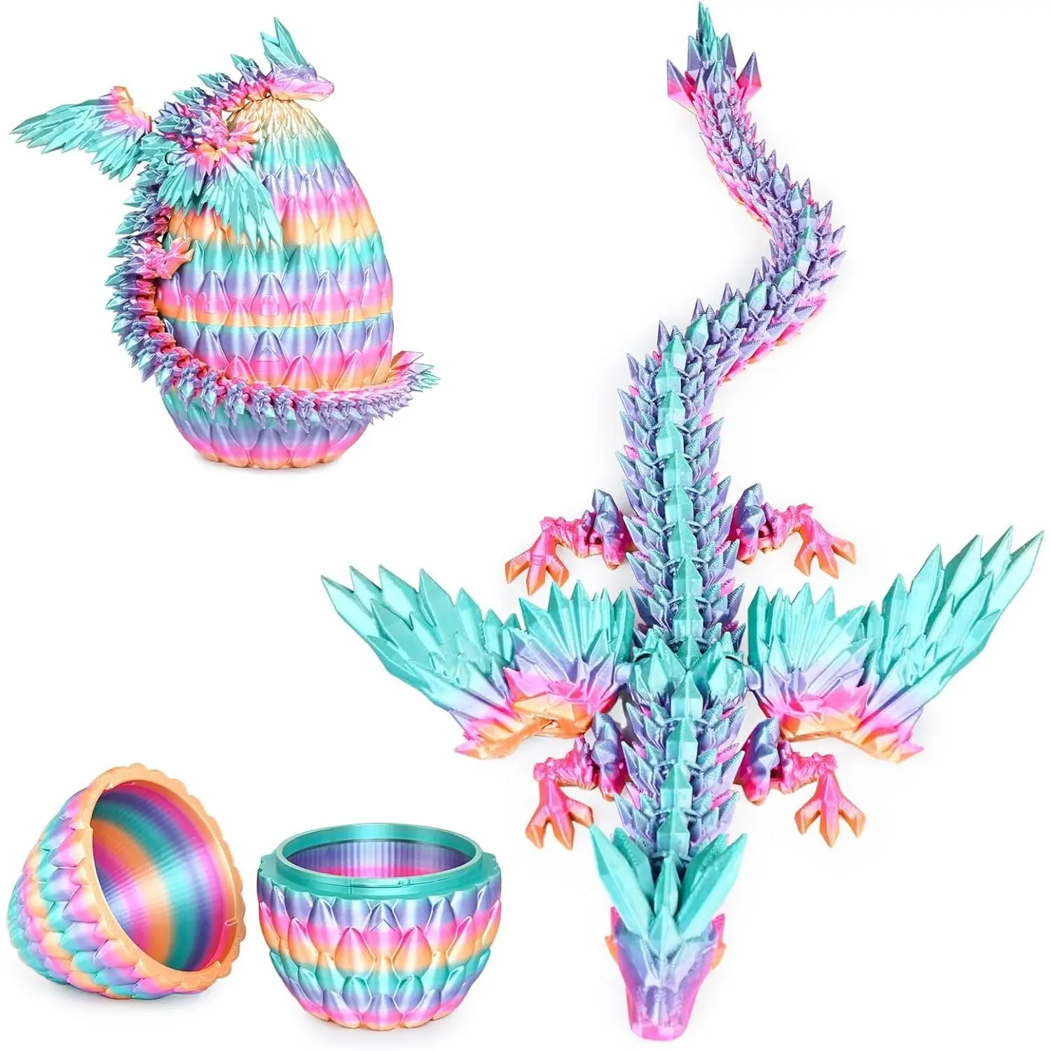 Flying Dragon Eggs, 3D Printed Dragon Egg with Articulated Dragon Inside, Toys for Kids, Home Decor, Creative Ornaments, Birthday Gifts for Kids, Easter