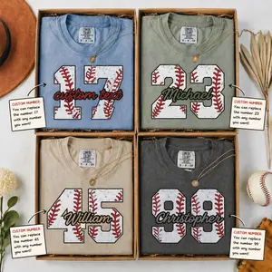 Custom Baseball T-Shirt – Personalized Number & Name Tee, Vintage Baseball Graphic Shirt, Custom Sports Team Shirt, Gift for Baseball Fans