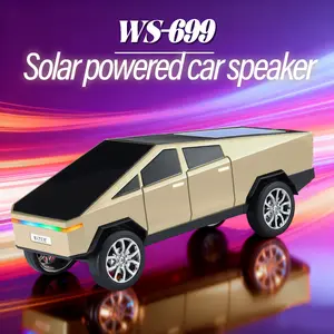 WSTER WS-699 Solar Powered Car Speaker Cybertruck Pickup Bluetooth Speaker with USB TF Card AUX FM Stereo Subwoofer Wireless Function LED Light for Home Outdoor Parties Gifts Audio