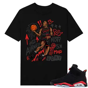 Unisex T-shirt To Match Sneakers Jordan 6 Reverse Infrared - MJ-His-Airness. 100% Cotton for Casual Wear. Comfortable Summer Unisex T-Shirt to match Jordan Sneaker. Streetwear Style. urban outfitters