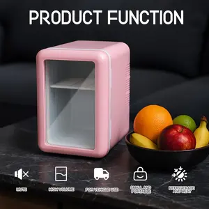 Transparent Mini Refrigerator 1.59gal, Suitable for Outdoors and Home Use, Silent Design, 360° Cycle Heating and Cooling, Small Size, Car, Dormitory, Office, Cosmetic Refrigerator, Tyoc Charging Port, Rechargeable Power Supply
