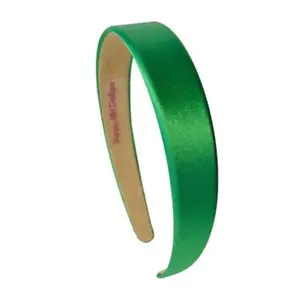 Kelly Green Satin Arch Headband with No-Slip Lining, 1 Inch Width
