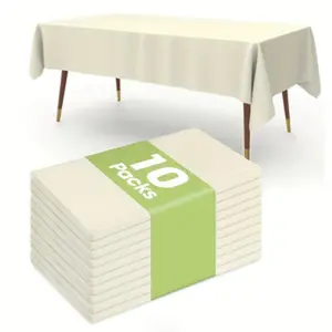 10Pcs Disposable PEVA 54x108 Inch  Tablecloth Waterproof Rectangle Table Cover Disposable Table Cloth For Birthday Wedding Halloween Christmas Party Supplies
