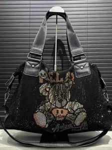Ladies' fashionable and gorgeous diamond studded Embellished shoulder bag with elegant bear pattern, suitable for banquets and commuting as a crossbody bag Fashionable Bling Bag
