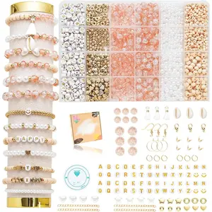 6mm/8mm Crackle Glass Beads Bracelet Making Kit  Glass Beads  Making Kit, Friendship Bracelet kit for DIY Crafts Gifts