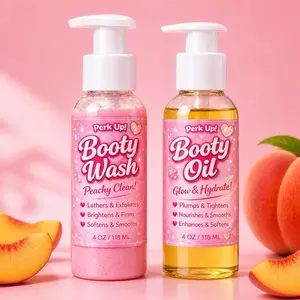 Peachy Clean Booty Wash + Glow Booty Oil Set  | Butt Care Skincare Routine | Hydrating Body Oil for Smooth Skin Cleansing Cleanser | Peach scent