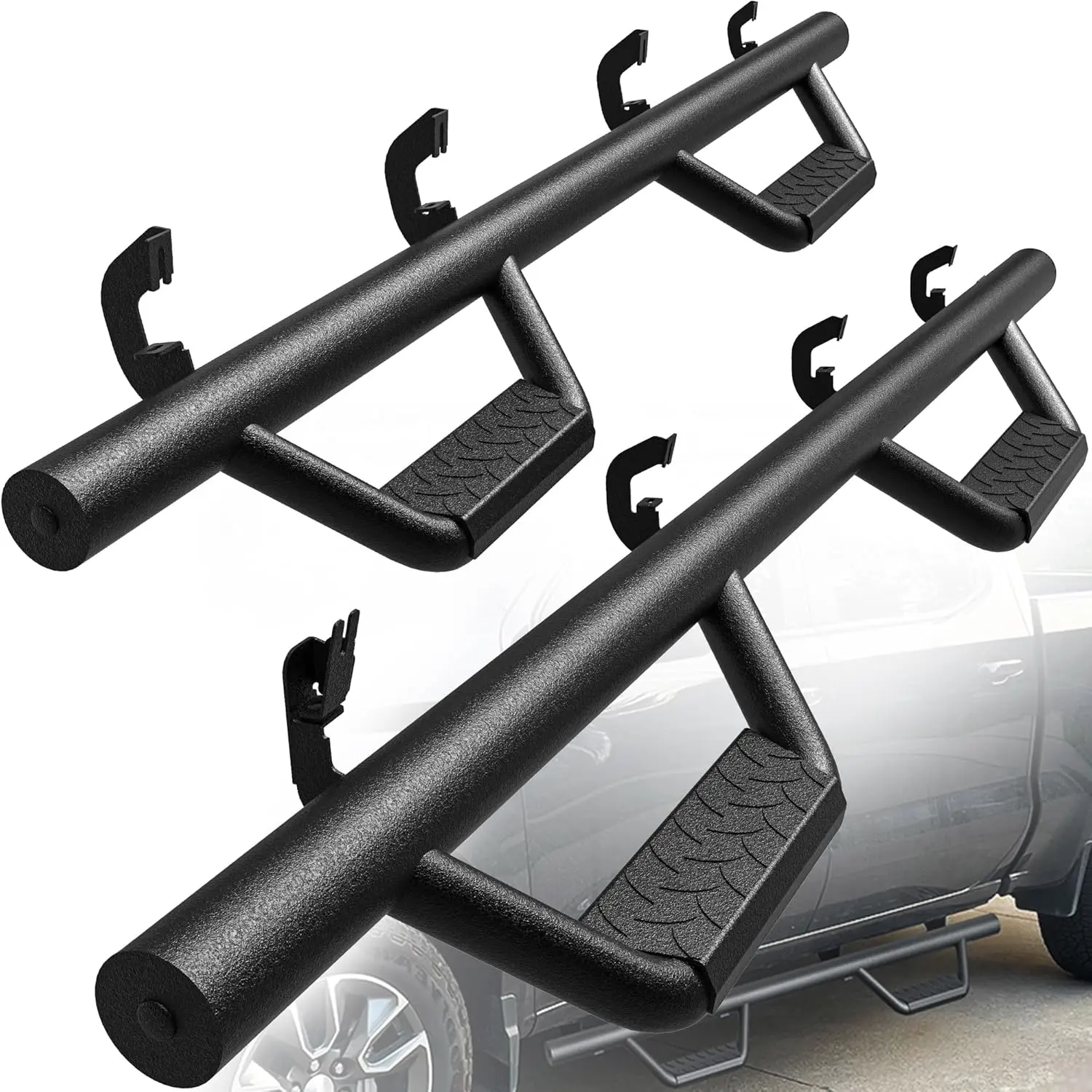 YITAMOTOR Drop Running Boards Compatible with 2007-2018 Chevy Silverado/GMC Sierra 1500 Crew Cab, 2007-2019 2500HD 3500HD Crew Cab Carbon Steel Side Steps Nerf Bars Rails