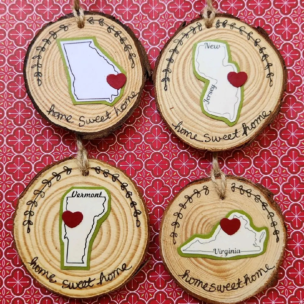 Choose your State wood slice ornaments - all 50 states, DC and PR