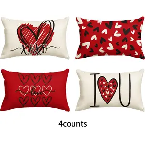 Valentine's Day Heart Pattern Cushion Cover, 4/16pcs Lovely Pillow Cover without Filler, Household Decoration Supplies for Home Sofa Bed