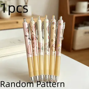 New High-Profile Capybara Push Button Neutral Pen, Cute Cartoon Design, 0.5mm Smooth Writing, Quick-Dry, Non-Staining, Random Pattern