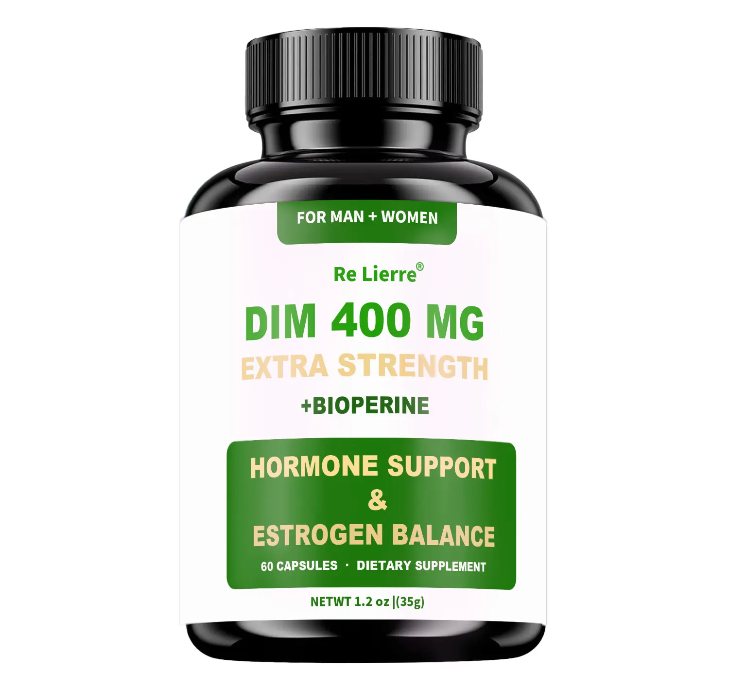400MG High Potency DIM Supplement | Hormone Balance for Men & Women | Relieves Menopause Hot Flashes, Acne | Prostate Support + Antioxidants | Gluten-Free | 60ct