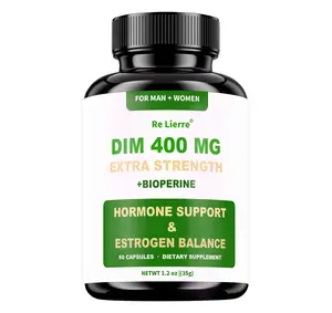 400MG High Potency DIM Supplement | Hormone Balance for Men & Women | Relieves Menopause Hot Flashes, Acne | Prostate Support + Antioxidants | Gluten-Free | 60ct