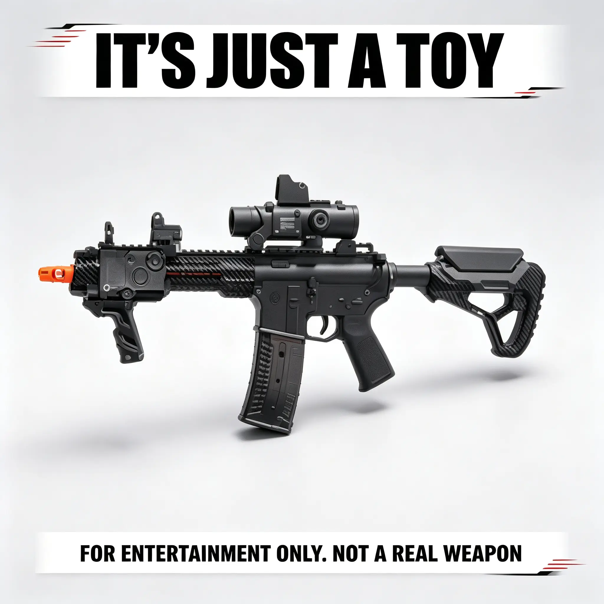 TGF4-TQH 78cm Electric Toy Blaster with Nylon Body, Metal Gears, Semi-Auto & Full-Auto Dual Mode, Non-Removable Safe Orange Tip, 11.1V Rechargeable Battery, Telescopic Stock, Outdoor Backyard Gift for Teens 14+