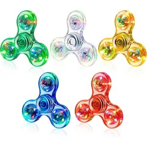 Light Up Fidget Spinner Glow in Dark LED Finger Toy Stress Relief Sensory Toy for Party Favors Classroom Prizes Bag Stuffer