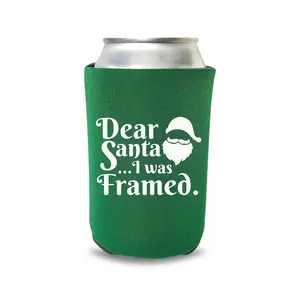 Christmas Can Coolers, Dear Santa I Was Framed Coolies, Xmas Party Gifts, Happy Holidays Beer Hugger