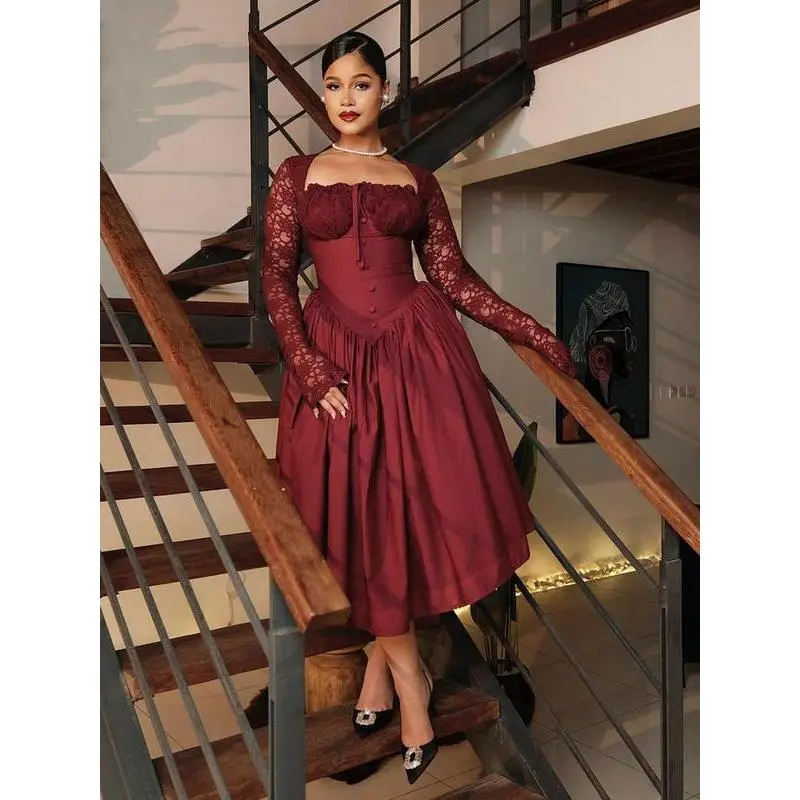 green emerald velvet dress Laced In Compliments Soft Pink Lace Short Sleeve Maxi Dress main image 0