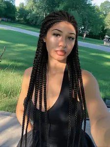 1 Piece Full Lace Front Long-length Hand Hook Lace Braiding Wig, Synthetic Braided Lace Wigs for Party, Daily Use, Lightweight & Easy to Wear, Pre Braided Wig