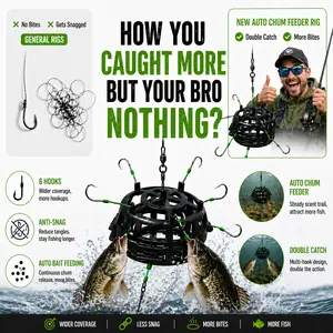 6 Hook Anti-Snag Feeder Rig with Bait Cage for Carp Fishing Pre-Tied Fishing Rig