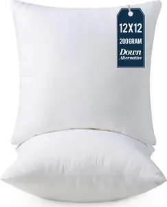Throw Pillows Insert (Pack of 2, White) - 12 x 12 Inches Bed and Couch Pillows - Indoor Decorative Pillow