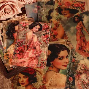 Vintage Fashion Lady Pattern Graph Paper, 50pcs/set (16pcs Graph Paper & 36pcs Transparent Sulfuric Acid Paper) Scrapbook Page Scrapbooking & Journal Making Supplies Crafts Crafting Kit