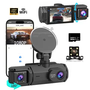 2/3 Channel WiFi Dash Cam,1080P Car DVR with 32GB Memory Card，Car Video Surveillance with Night Vision，24/7Parking Mode Car DVR Hd Screen Front Rear Left And Right dashcam