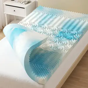 2/3/4 Inch 5-Zone Memory Foam Sleeping Pad, Cooling Gel Mattress Pad for Camping RV Dorm, Pressure Relief Foam Topper, Twin Full Queen King