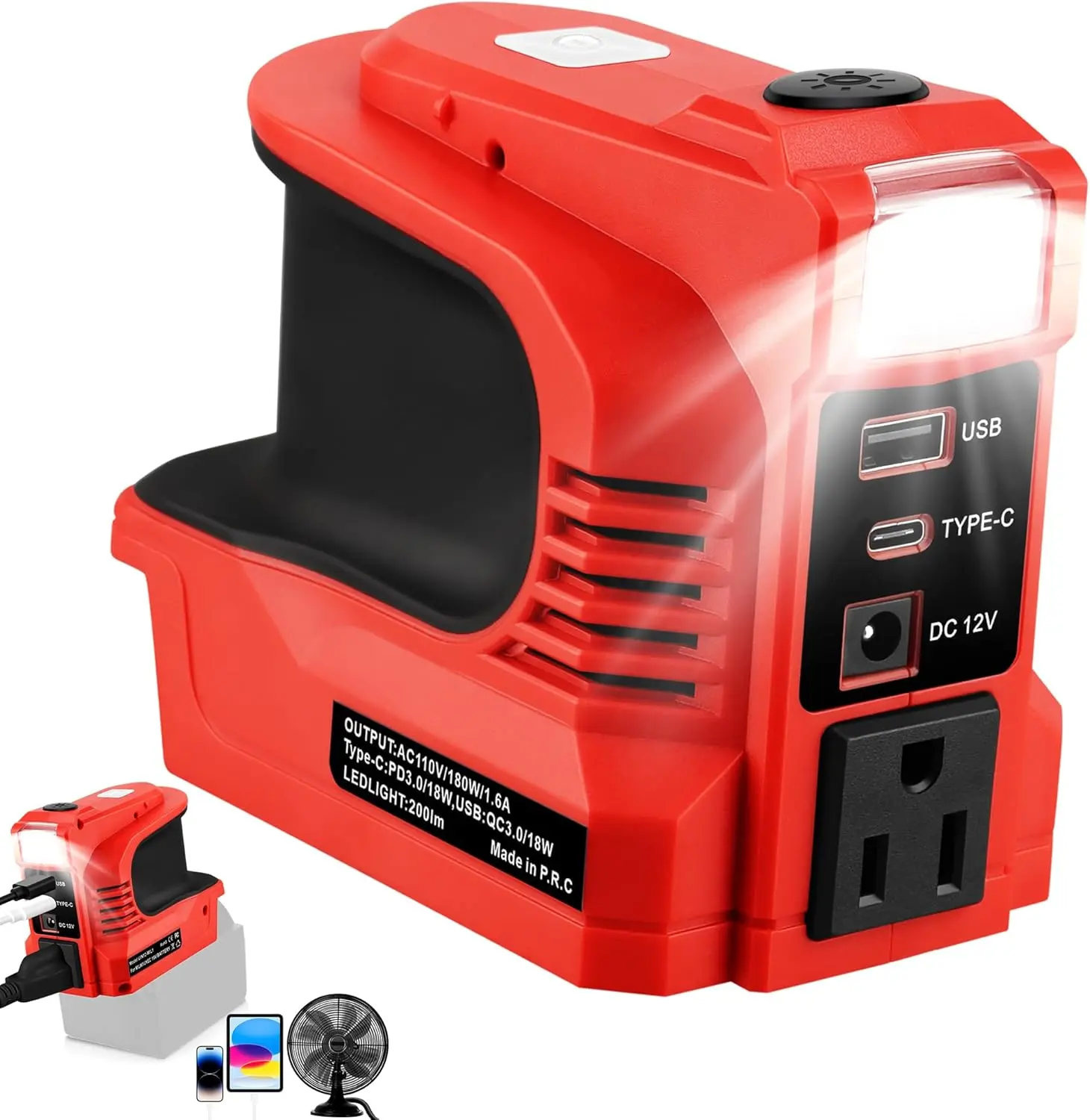 For Milwaukee Portable Inverter | 8.0Ah M18 18V Lithium Replacement Battery | for Milwaukee 48-11-1862 48-11-1852 48-11-1882 Cordless Power Tools | High Output LED Indicator | Safety Protection | Note: (The product itself does not include a battery.) summ