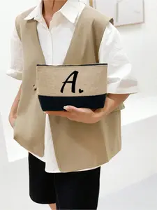 1pc Personalized Initial Letter Patchwork Women's Handbag/Cosmetic Bag, Teacher's Day Gift, Reusable Tote Bag, Minimalist Large Capacity Women's Travel Makeup Bag, Multifunctional Portable Women's Gift