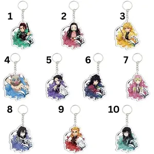 Demon Slayer Anime Acrylic Keychain, Kimetsu No Yaiba Character Keyring, Tanjiro Nezuko Zenitsu Chibi Bag Charm, Cute Manga Pendant Gift for Anime Fans