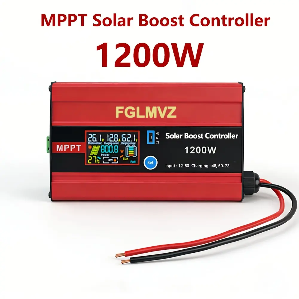 MPPT Solar Boost Controller 1200W with 12-60V Input and 48-60-72V Charging Options