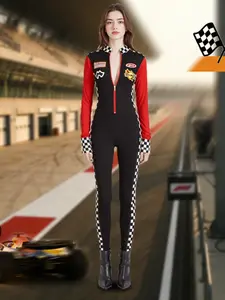 Women's Cosplay Costume, Long Sleeve Racing Suit with Gloves, Sexy One-Piece Motorcycle Uniform, Perfect for Cosplay Events