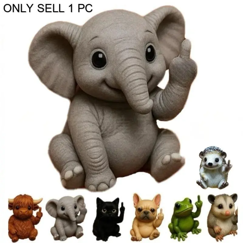 Sassy Mini Middle Finger Animal Statue, Resin Statue, Funny Meme Desk Decor, Figure Decor, Decorative Figurine, Statue Figurines, Hilarious Holiday Prank Gift, Unique Toy Gift for Daily Use