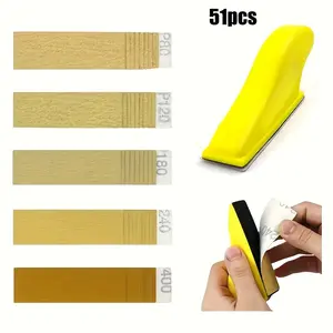 Mini Sander Kit, 51pcs/set Mini Sander & Sandpaper, Abrasive & Finishing Products for Small Projects, DIY Crafts, Wood Finishes, Small Space Polishes, Sanding Tool