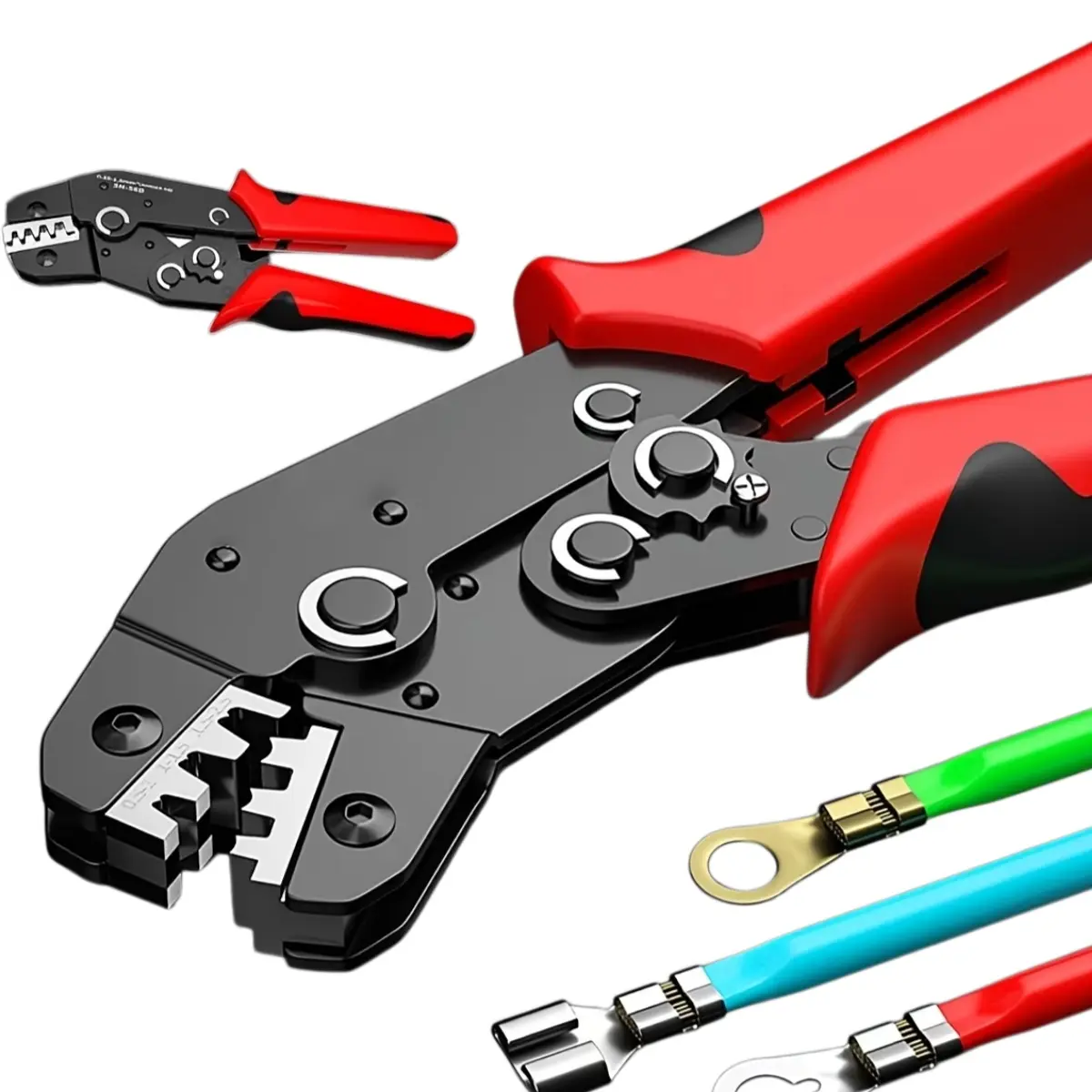 Professional Zip Tie Crimping Tool - Carbon Steel Handle with Adjustable Jaws, Suitable for 4-20 AWG Wires, Secures JST/Dupont/SATA/Spring Pin Terminals, Ergonomic Electrical Connector Crimper, No Power Required, Robust Structural Design