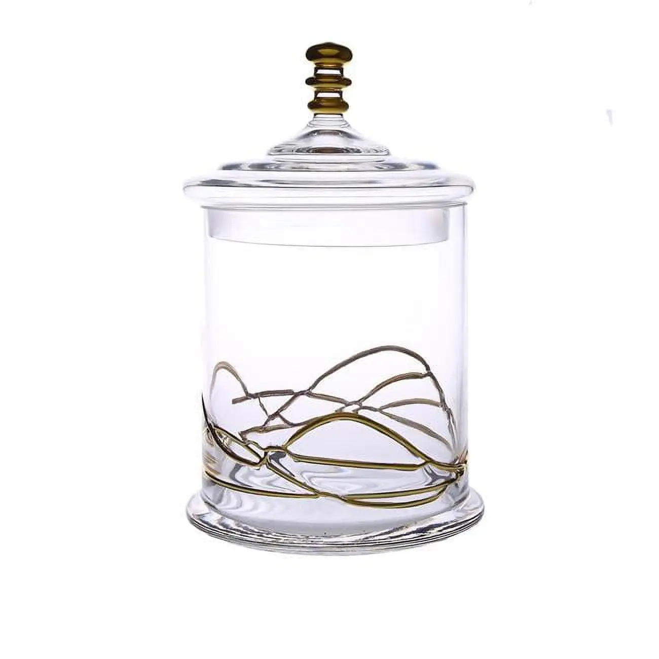Classic Touch CSJG390 5.5 x 8.75 in. Glass Jar & Lid with 14k Gold Swirl Design