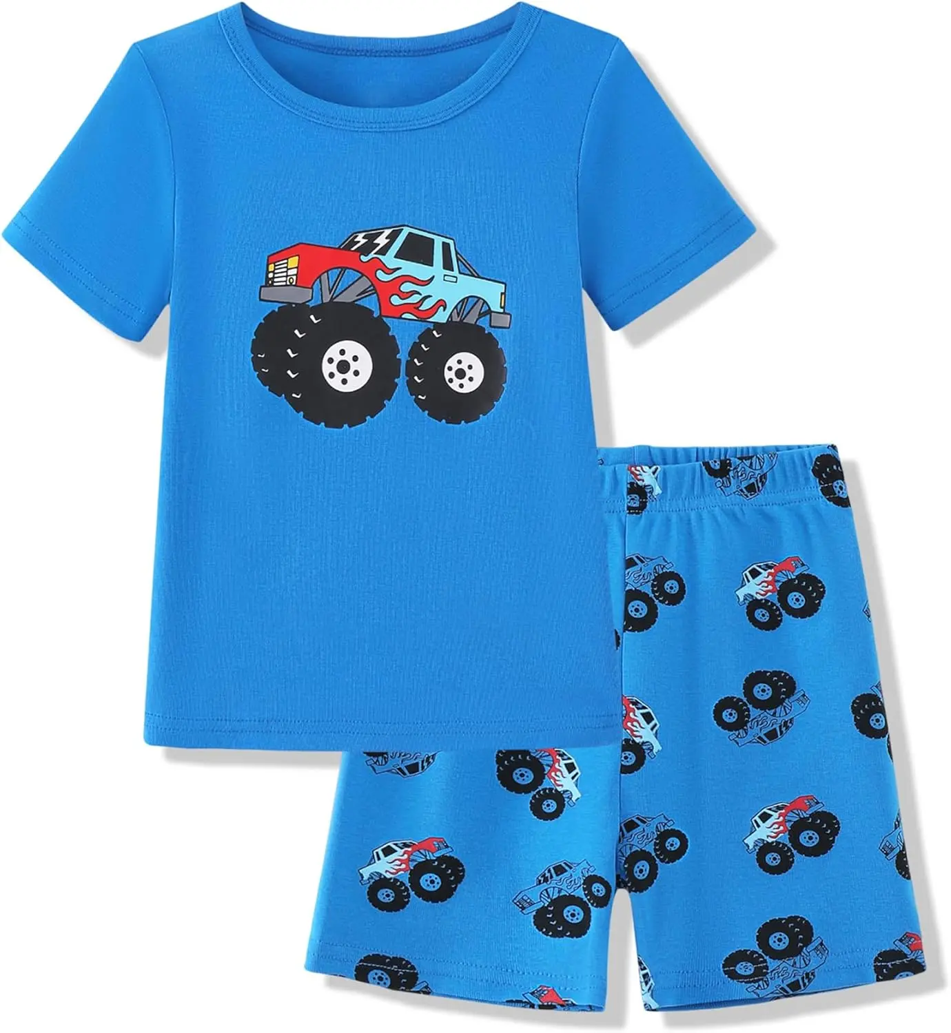Boys Pajamas 2-Piece Summer Cotton Short Sleeve Kids PJs Snug Fit Sleepwear Set Size 2-14 YearsGift.