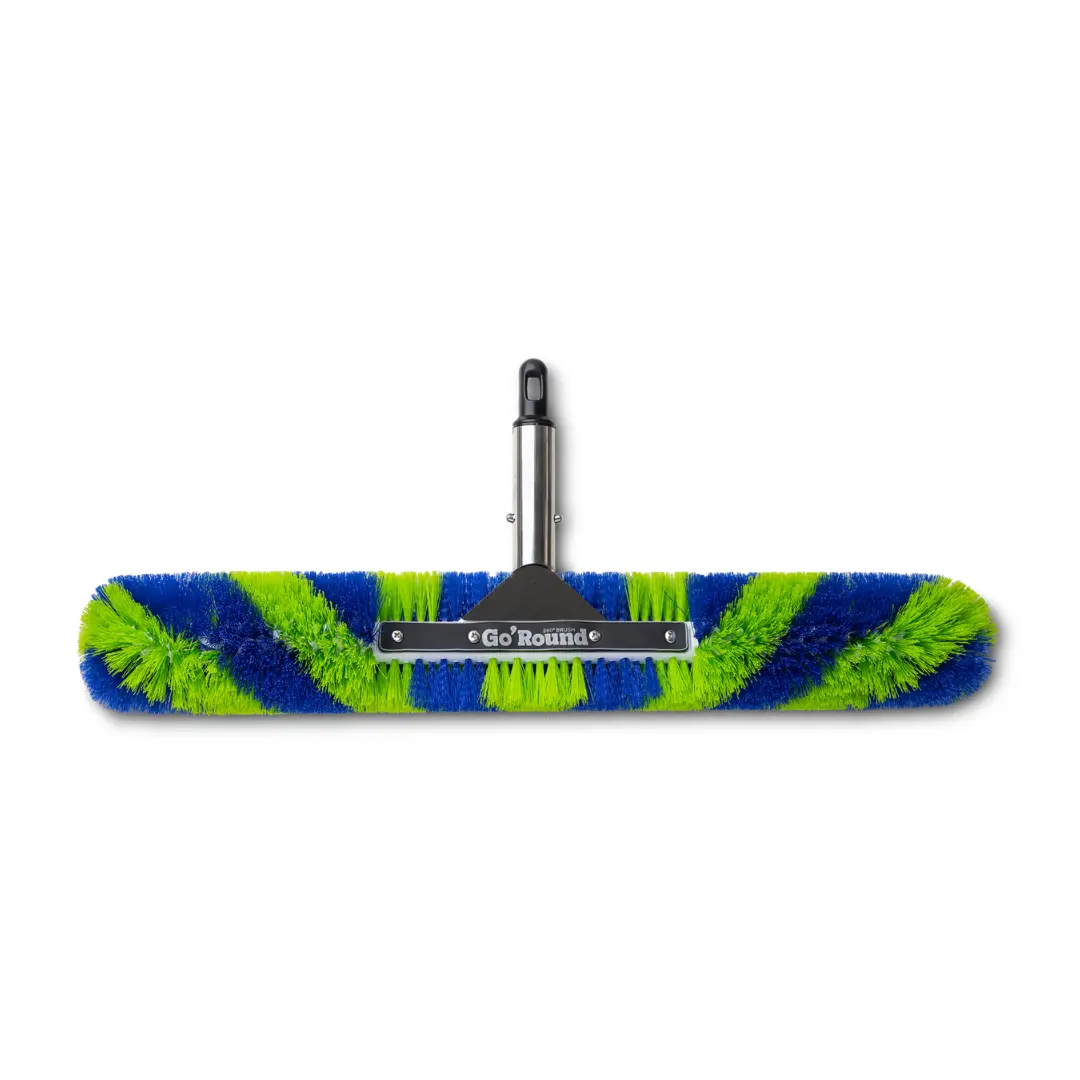 Go'Round 24-Inch 360° Rotation Pro Pool Brush - Patent-Designed, Algae Removal Tool with Resilient Bristles for Pool Maintenance