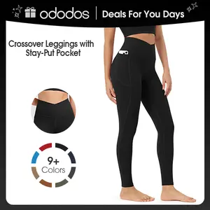 ODODOS Women's Cloud Feeling Crossover High-Waist 7/8 Leggings with Pockets, 25"/28" Gym Yoga Pants for Lounge & Yoga, High Waist Legging Sportswear Bottoms summerwins High Waisted Yoga