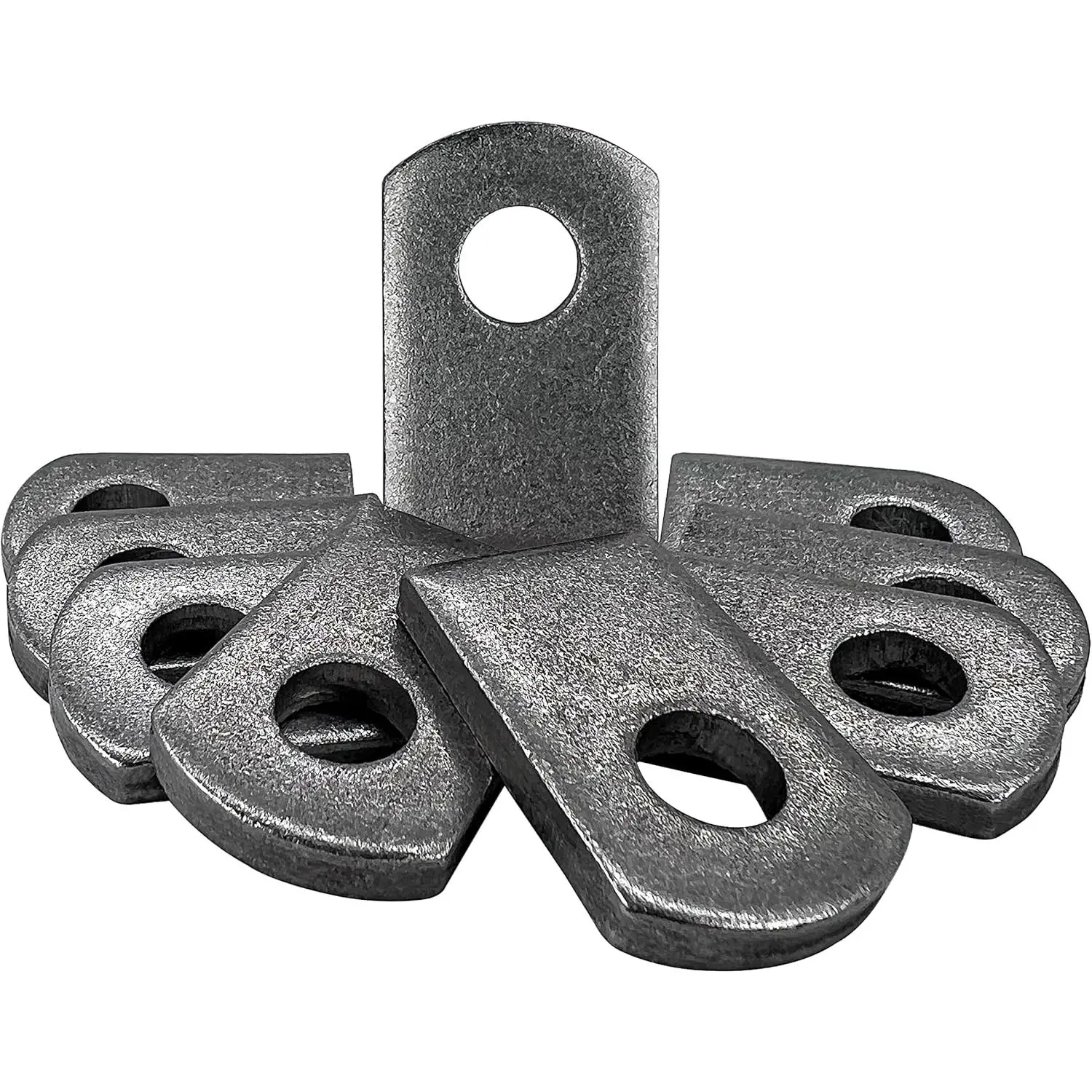 50-Piece Silver Steel Welding Tabs - 5mm Extra Thick Steel, 1in W x 1.5in H, 3/8in & 3/16in Holes, 0.8 oz Deburred Wall Mount Stick, Robust Construction, Seamless Integration for DIY Projects, TIG & Gas Welding Accessory