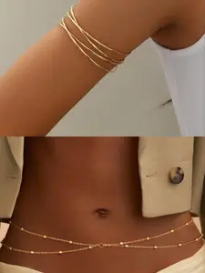 Minimalist Temperament Waist Chain & Arm Cuff Set, Fashionable Adjustable  Body Jewelry for Women, Trendy All-match & Exquisite Jewelry for Birthday Gift