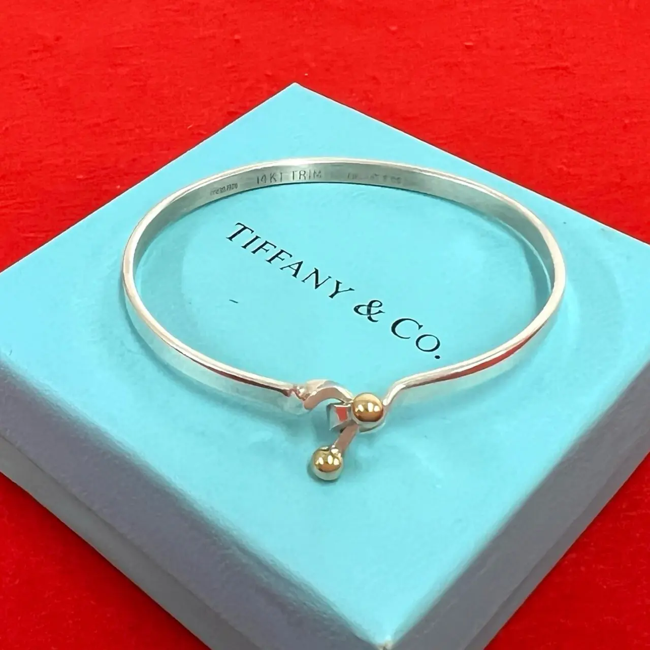 Pre-owned Tiffany & Co. Sterling Silver 925 (Ag925) Small Leather Goods Tiffany＆Co Double Hook Silver Au750 Bangle