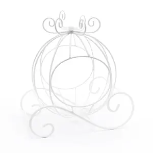 Andersons White Wire Cinderella Coach Centerpiece, Elegant Fairy Tale Wedding, Bridal Shower, Prom, Quinceañera, Anniversary, Sweet 16, Baby Shower, Engagement Party, Gala, Festival Décor 7.75"
