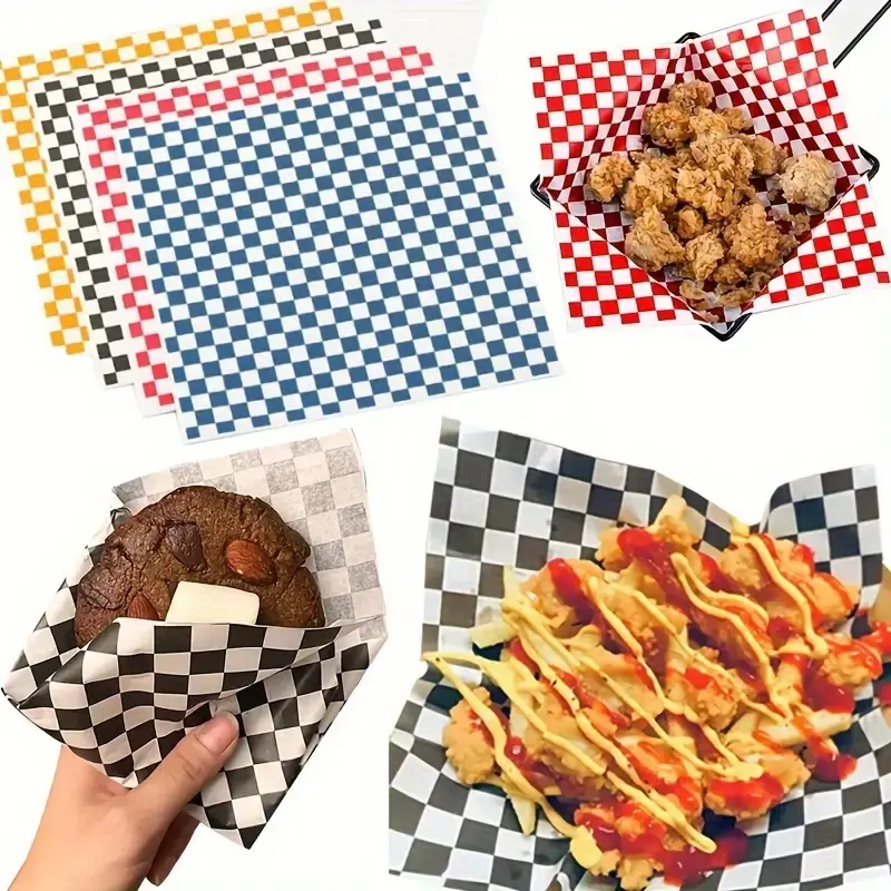 100pcs Disposable Square Grid Butcher Paper Sheets, Non-Stick Food Wrapping Paper for Burgers & Fried Chicken, Kitchen Accessories & Tools, Bakeware, Home Baking Supplies, Bakery Supplies, Baking Essentials, Nonstick Baking Paper, Parchment Paper Sheets
