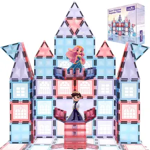 Little Pi Frozen Magnetic Tiles 3 Year Old Girl Gifts 5 Year Old 4 Year Old Girl Birthday Gifts Princess Toys Magnet Tiles Building Blocks Castle Age 3 4 5 6 7 8