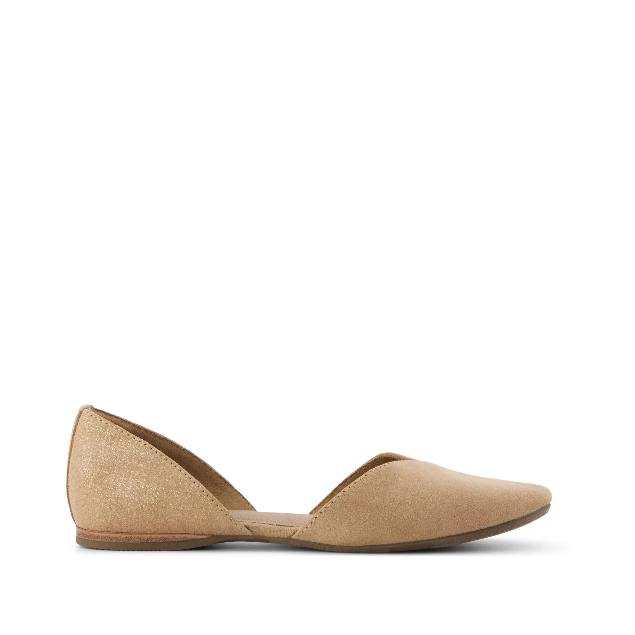 Womens Gemma D'Orsay Flat Taupe Metallic Crosshatch Suede Womens Gemma D'Orsay Flat Taupe Metallic Crosshatch Suede