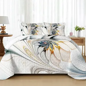 Geometric Impression Lightweight Bedspread & Coverlet Quilt Bedding Set - Queen/King Sizes with 2 Pillow Shams Twin Size with 1 Pillow Sham All-Season Soft to the Touch Microfiber Material