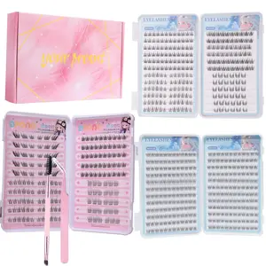 3 boxes of glue free, Synthetic Cosmetic false eyelashes with C curl, fox style diagonal fly beauty eyelashes, fish tail design, natural cross style, including sunflower cat eye false eyelashes, natural self-adhesive false eyelashes - mixed