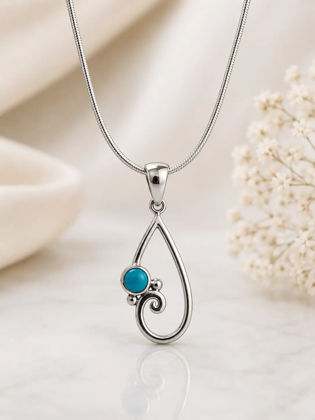 Elegant Handcrafted Natural Teardrop 1-of-a-Kind Pendant - Green Tourmaline, Turquoise & Mystic Topaz, Semiprecious Stone Jewelry Accessory Necklace Pendant