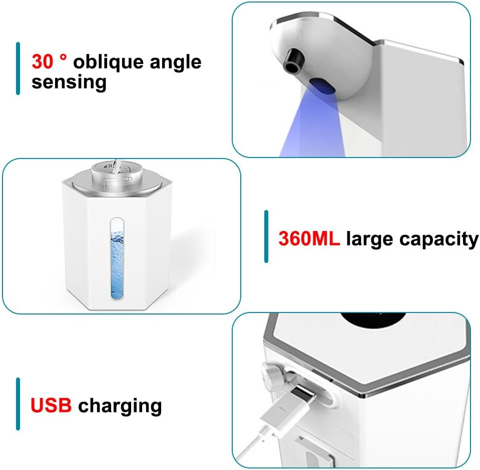 Automatic Soap Dispenser Touchless, Foaming Soap Dispenser 12oz USB Rechargeable, 4 Adjustable Levels Waterproof, Kitchen Gadgets Home Essentials, Wall Mount Hand Soap Dispenser for Bathroom Restroom Use