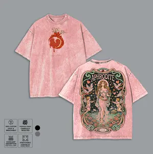 Goddess Aphrodite Art Nouveau Oversized Top, Persephone Pomegranate Graphic Tee, Vintage Distressed Streetwear T-shirt, Unique Gift for Mythology Fans